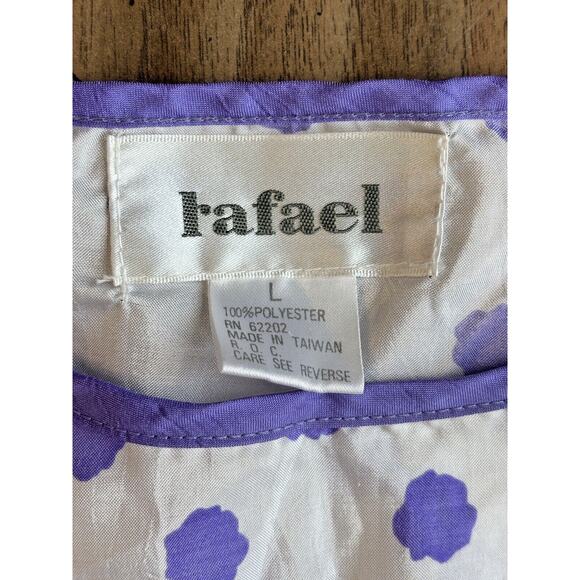 VTG 80s RAFAEL Lightweight Poly 3/4 Sleeve Shoulder Pad Top Blouse Colorful L - Picture 3 of 16